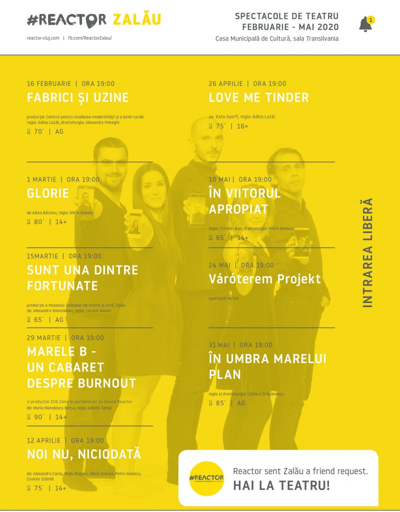 Începând din 16 februarie şi până la final de mai vă aşteptăm cu multe spectacole noi şi inedite, care garantăm că o să vă stârnească şi mai mult apetitul pentru teatru independent!